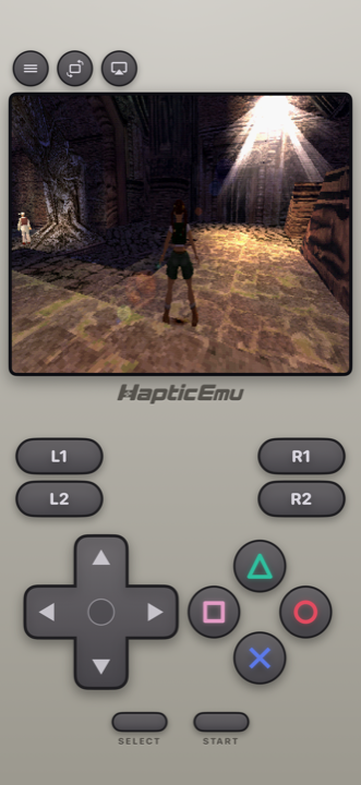 Tomb Raider with PlayStation controller layout including L2 and R2
